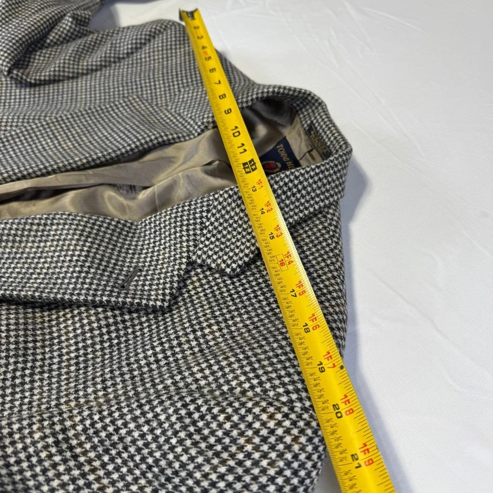 Vintage Tommy Hilfiger Houndstooth Blazer Sport Coat Jacket Mens 42L Made in USA